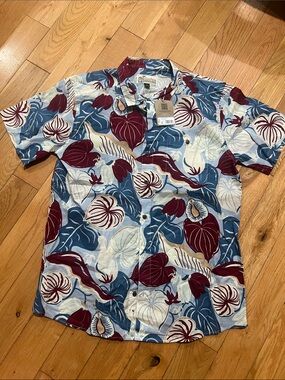Men's Pataloha Hawaiian Shirt - Blue & Burgundy Floral